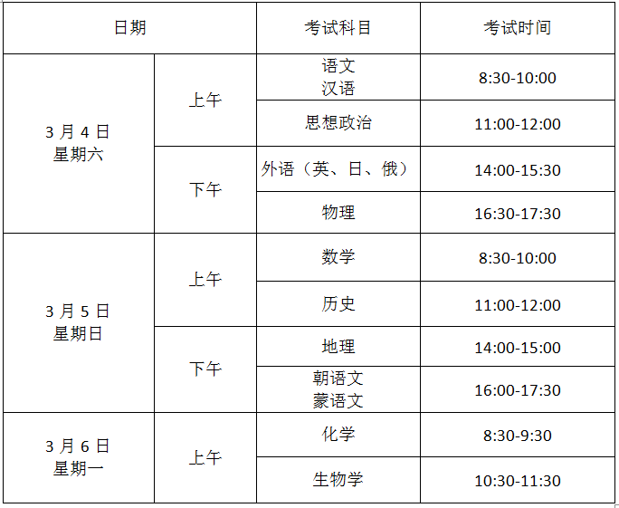 2023年辽宁省普通高中学业水平合格性考试时间安排