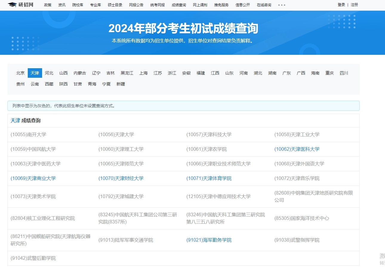 天津商业大学2024年考研初试成绩查询入口